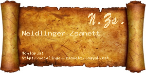 Neidlinger Zsanett névjegykártya